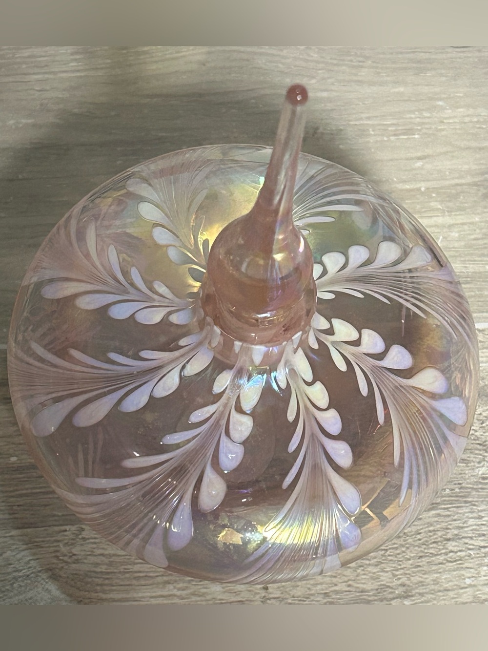 Vintage Crystal Clear Pink Iridescent Art Glass Perfume Bottle - Picture 4 of 9
